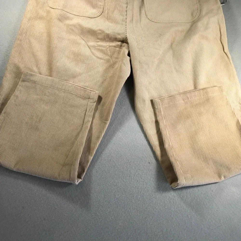 ASOS DESIGN Mens Corduroy Drawstring Pants Tan Beige Straight Leg Pockets L/XL
